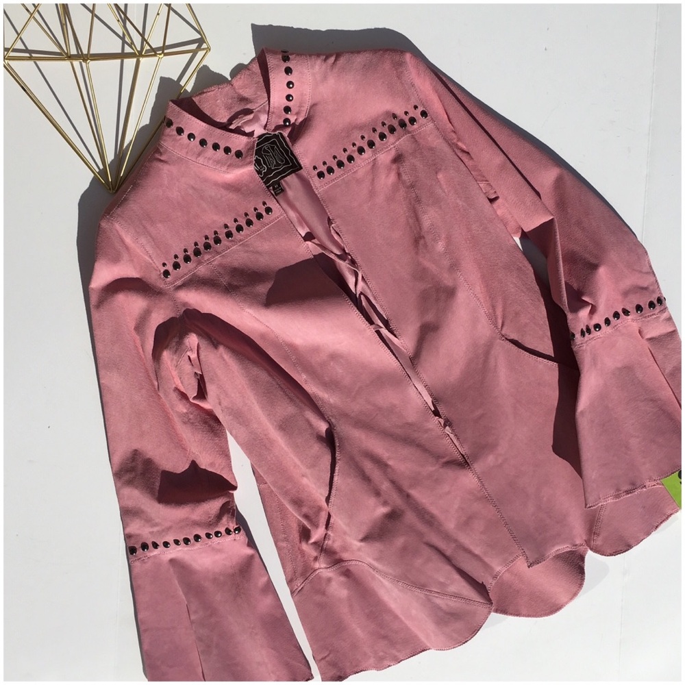Chi by Falchi Pink Leather Boho Chic Style Jacket